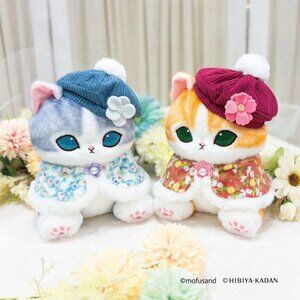 Mofusand x Hibiya Kadan Floral Cat Plush Pair